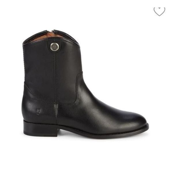 Frye Melissa Black Leather Short Button Boot | Size 7.5