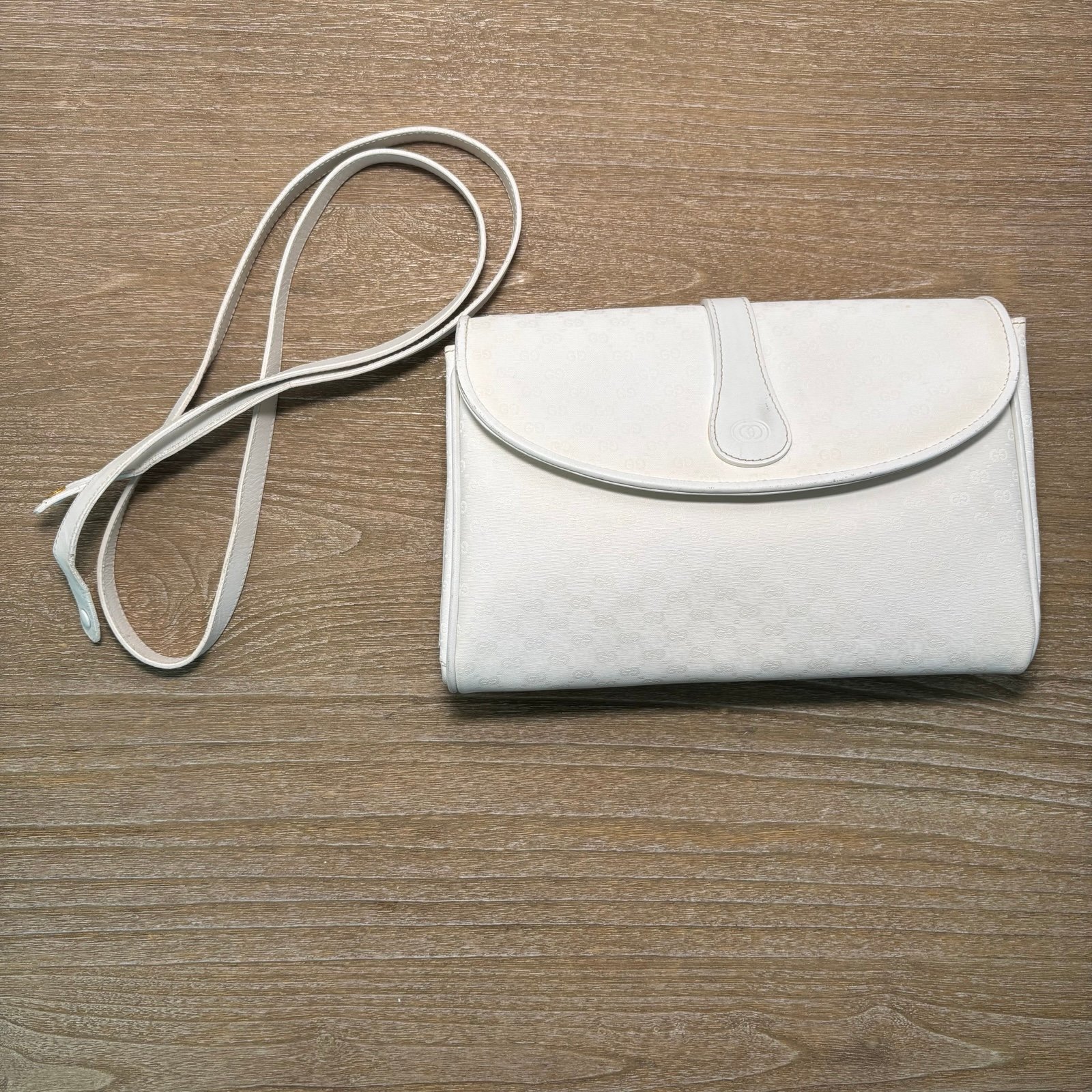 Vintage Gucci GG Monogram Clutch Crossbody Flap Detachable Shoulder Strap Bag