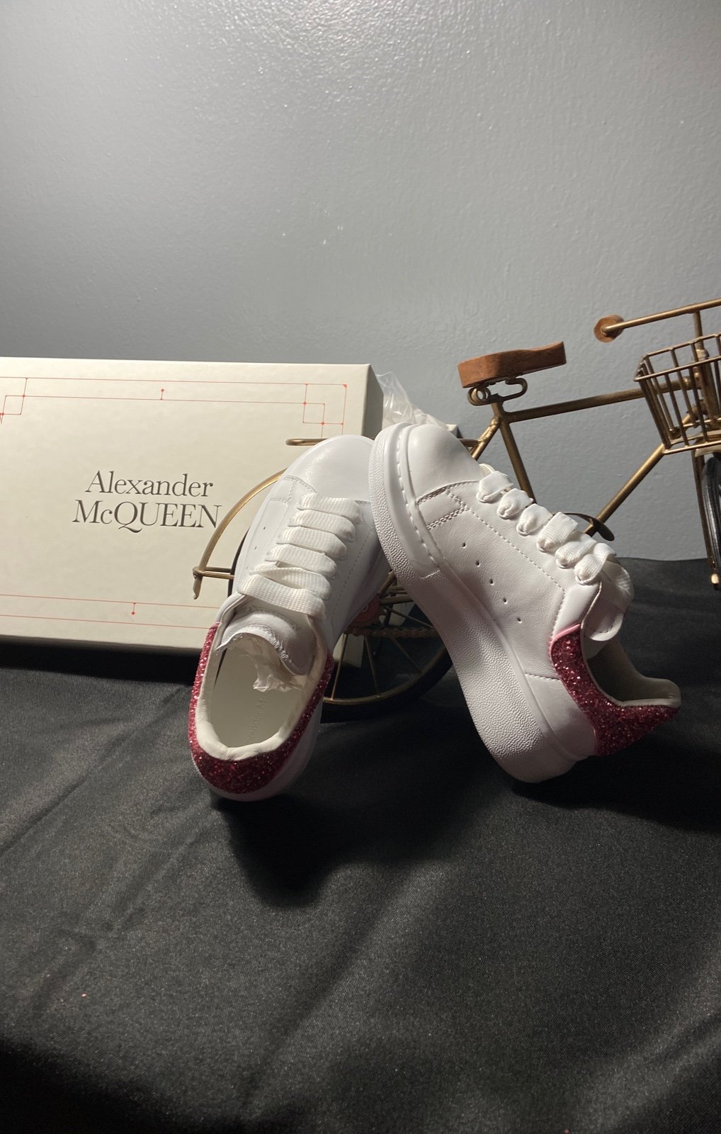 ALEXANDER MCQUEEN Girl's Oversized Glitter Leather Sneakers, Toddlers/Kids