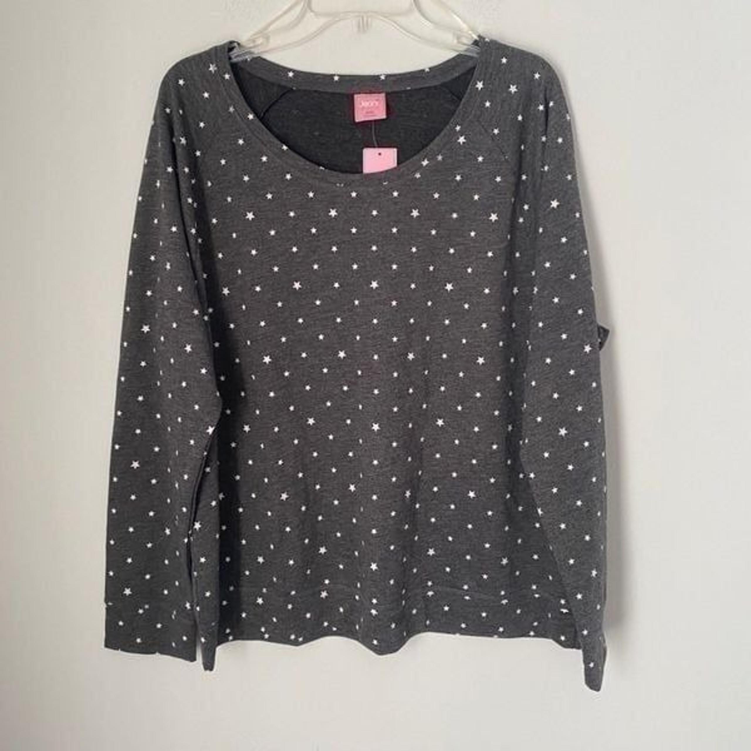 Jenni by Jennifer Moore Women’s Crew Neck Long Sleeve Star Print Pajama Top XXL