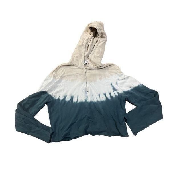 Wildfox tan, white, teal cropped hoodie M