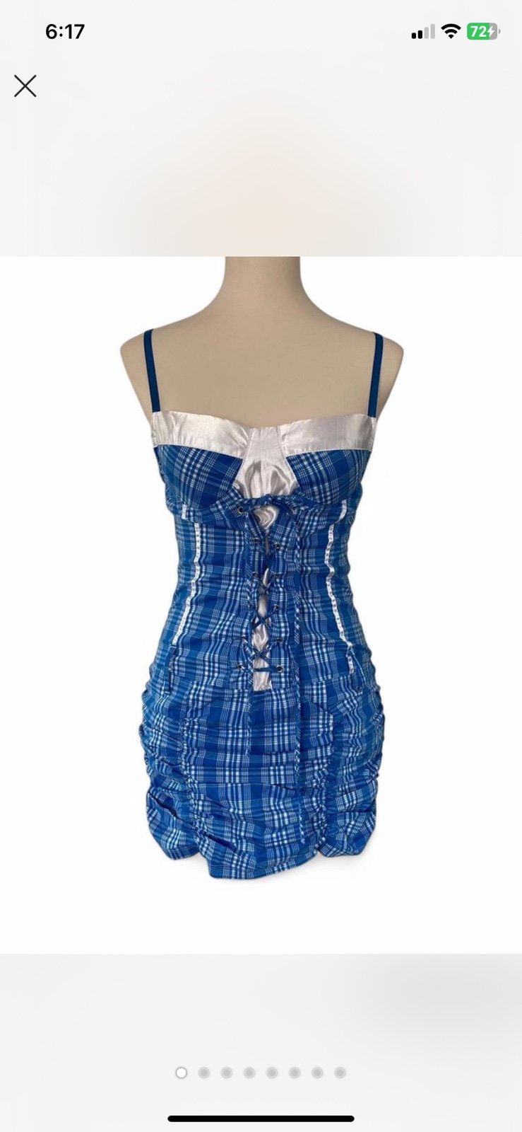 Vintage 90’s y2k plaid corset minidress with ruched skirting