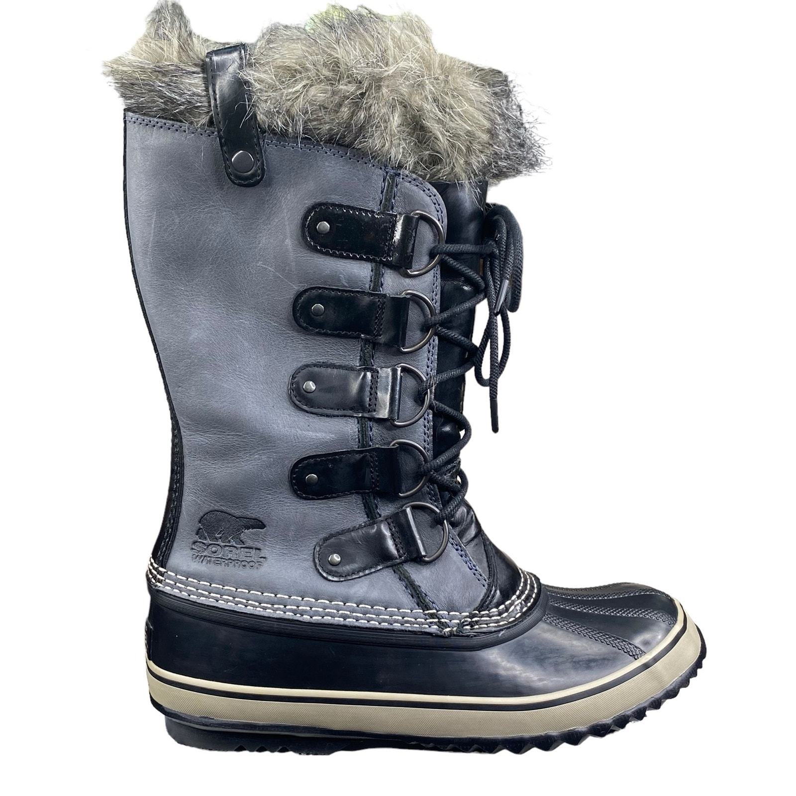 Sorel Women's Joan Of Arctic Premium Gray Black Winter Boots Size US 9
