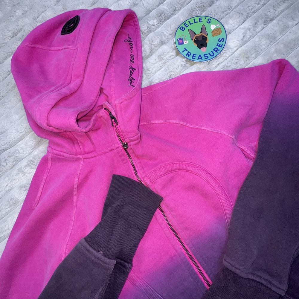 Lululemon Sz 8 Limited Edition Scuba Jacket Pink Purple Ombré You Are Beautiful