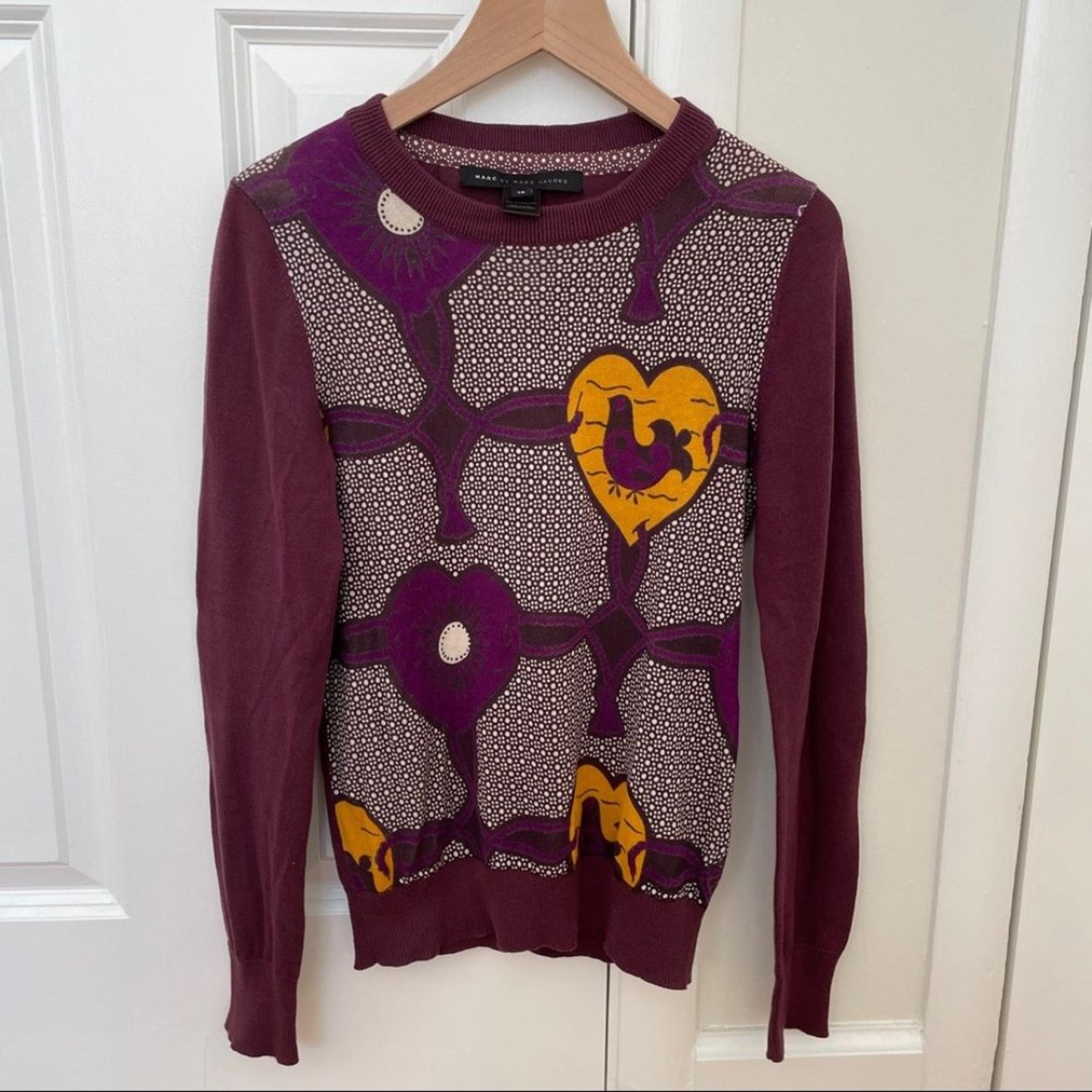 Marc by Marc Jacobs Burgundy Patterned Sweater XS