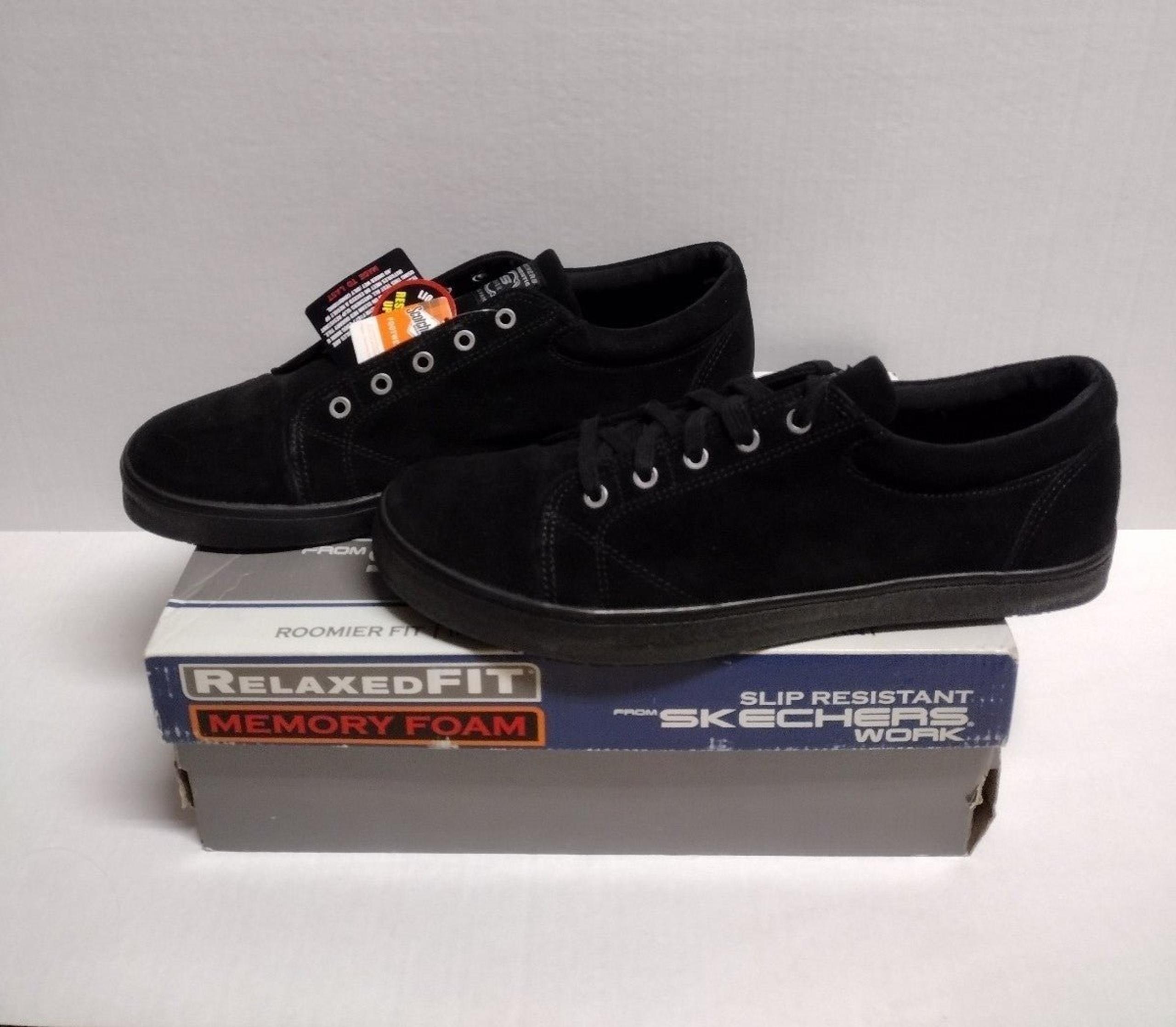 New Skechers Men's Rick Black Suede Work Sneakers