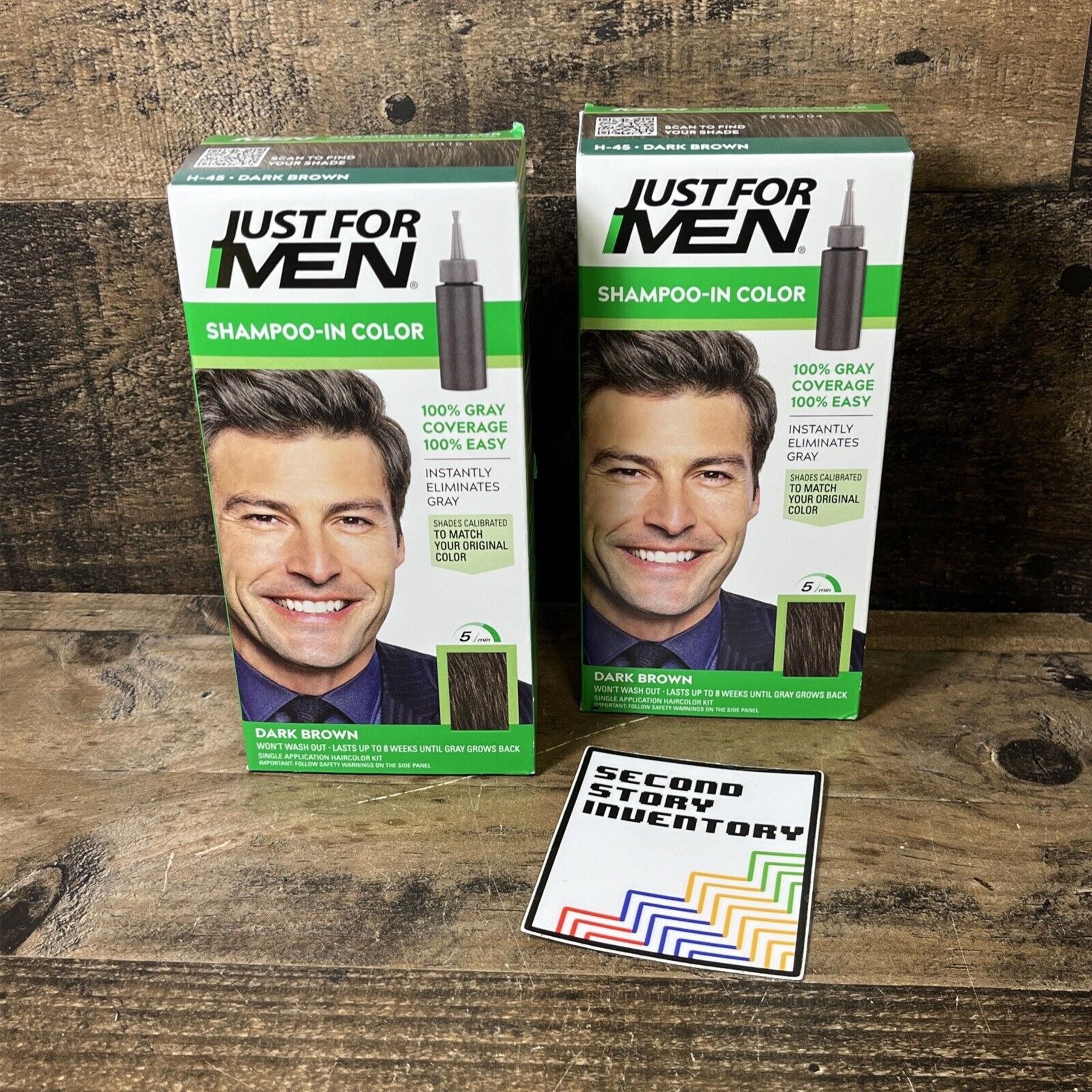 Just For Men H-45 DARK BROWN Hair color Shampoo In ( 2 pack )