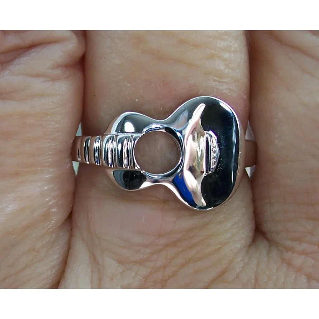 Size 9, 925 STERLING SILVER Acoustic Guitar Musician High Polished Ring