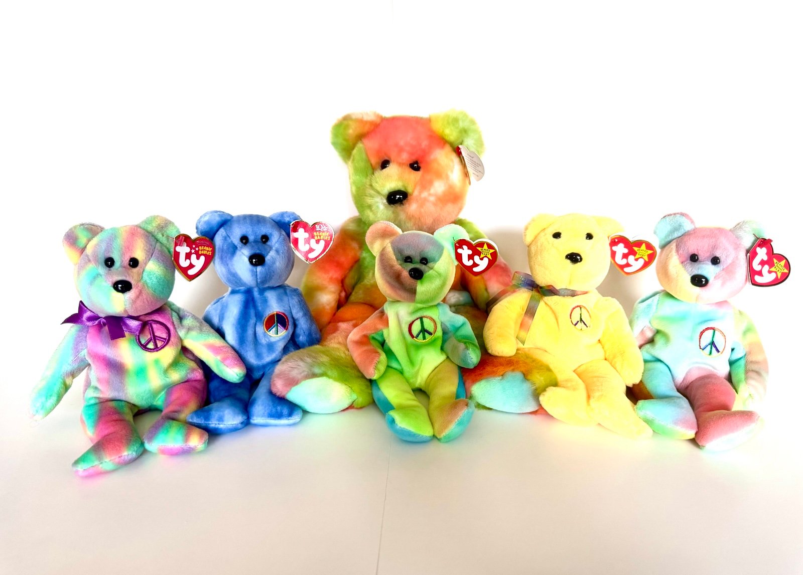 Ty Beanie Babies Retired Peace Bears lot of 6!