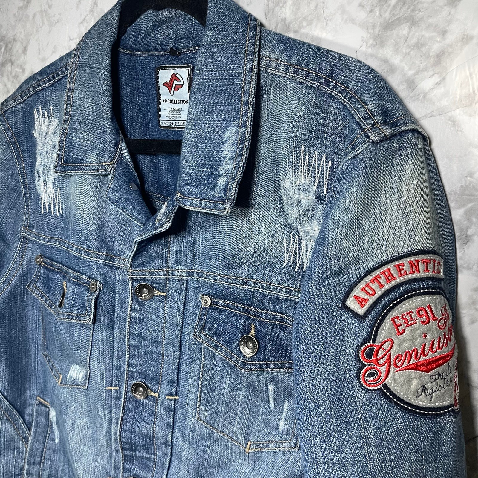 Vintage Y2K Southpole Denim Jean Jacket Mens L Blue Trucker Hip Hop Grunge