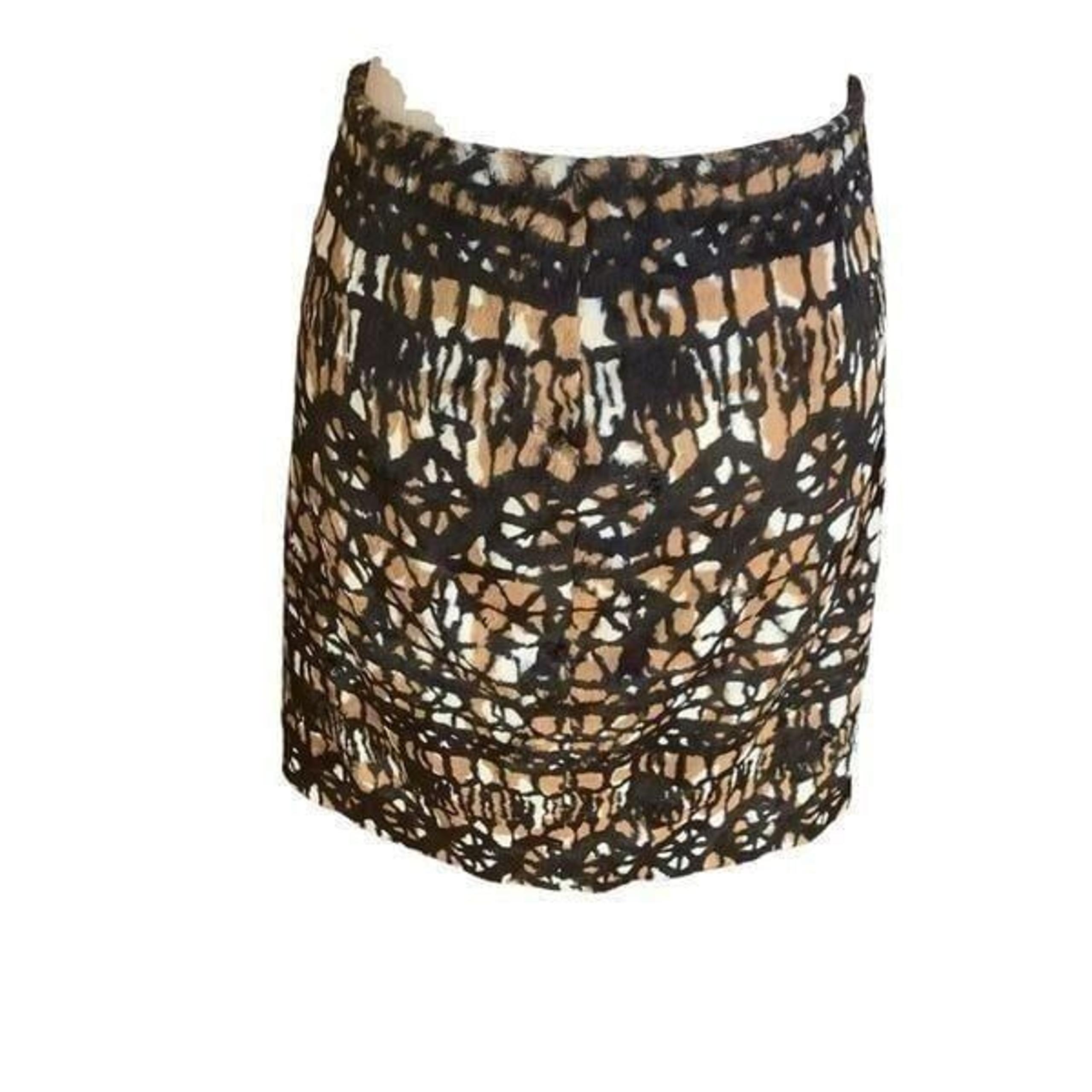 Etcetera Animal Print Mini-Skirt Abstract Pattern Faux Fur Back Slit Size 8