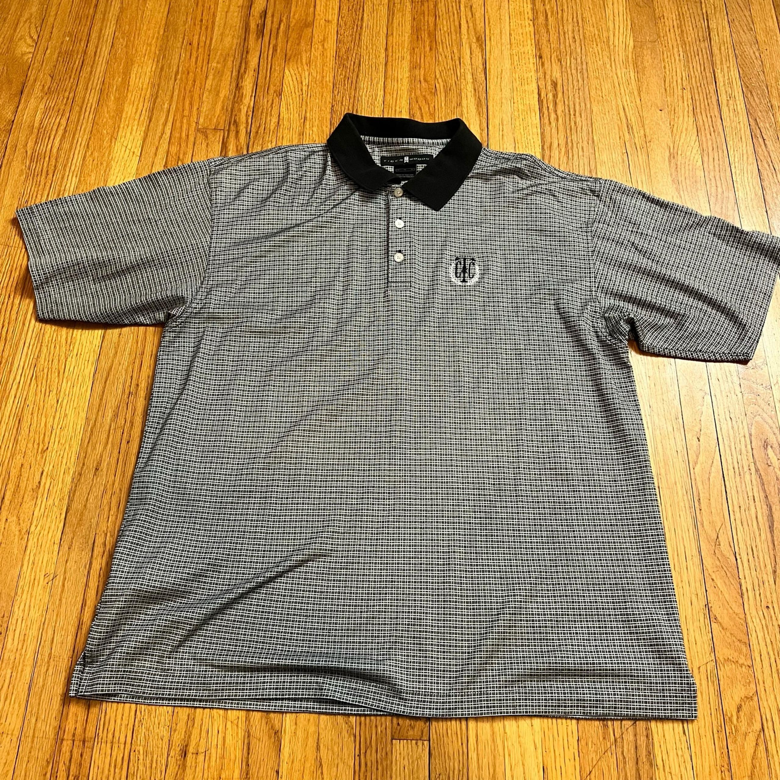 Tiger Woods Polo Shirt Mens XL Gray Black Golf Performance