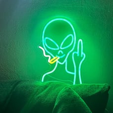 Green Alien Neon Signs, Dimmable LED Neon Signs for Wall Decor Bedroom Man Cave