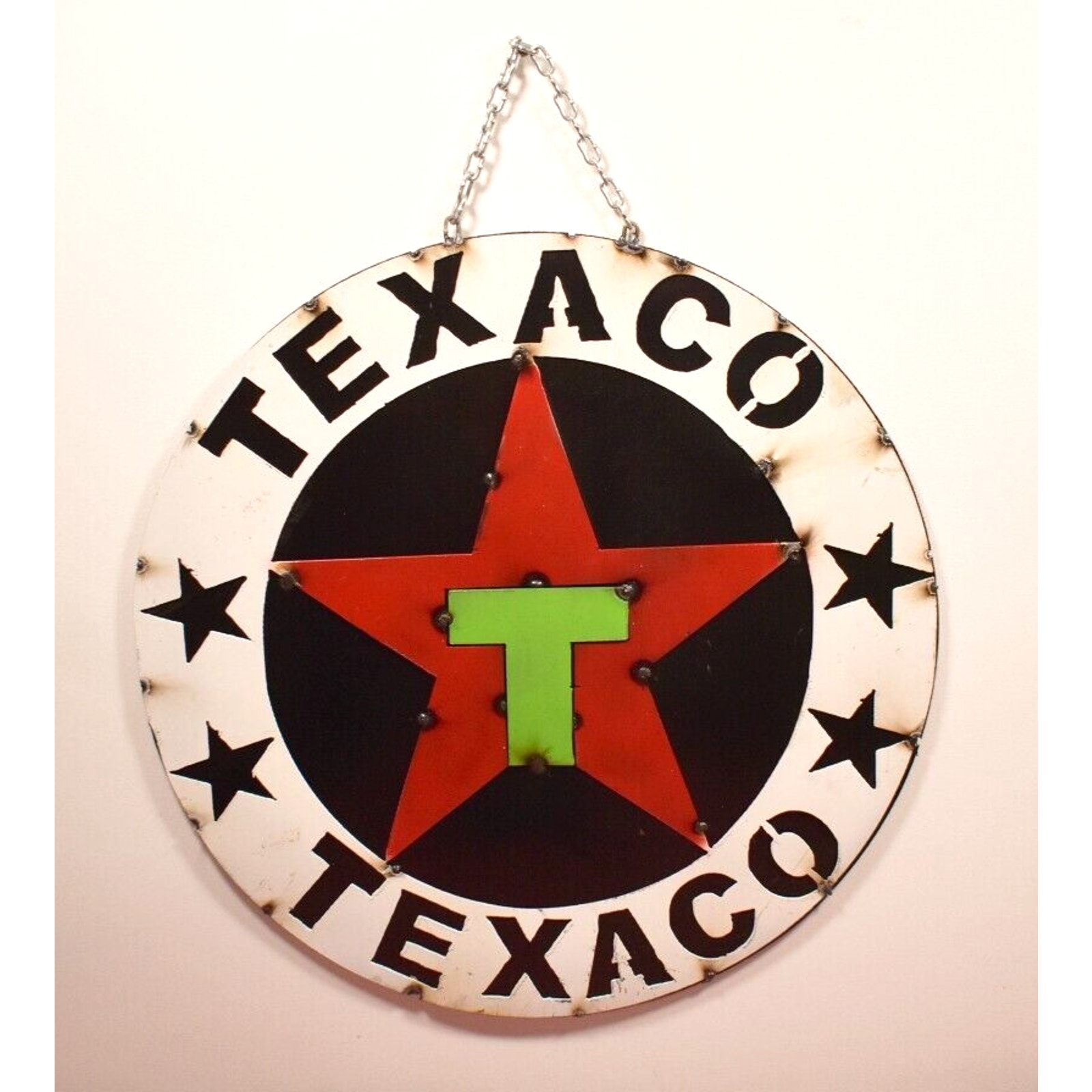 Texaco Round Hanging Handmade Metal Art Sign 22