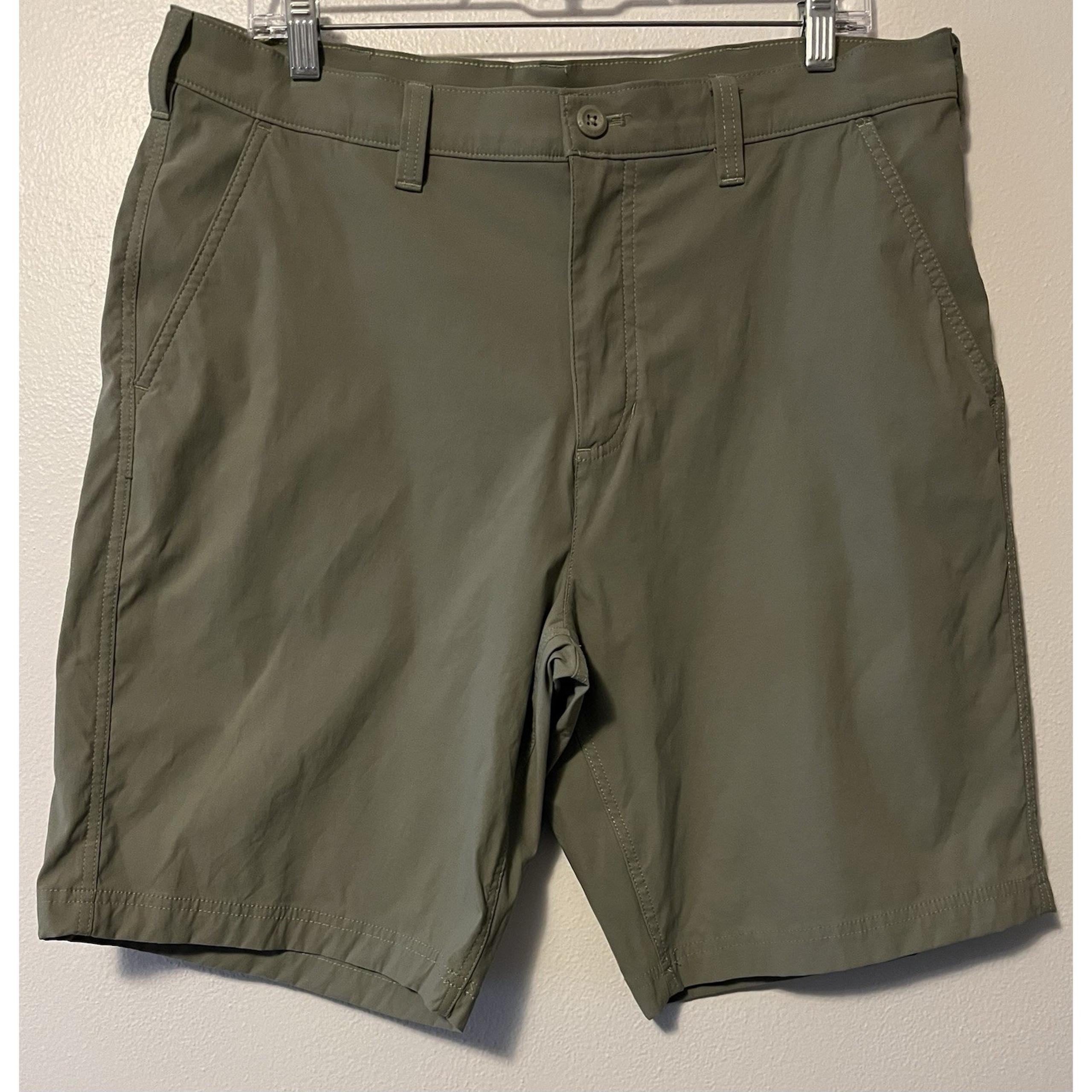 Eddie Bauer Men's Chino Shorts Green Size 36 Outdoors Hiking Stretch Golf Preppy