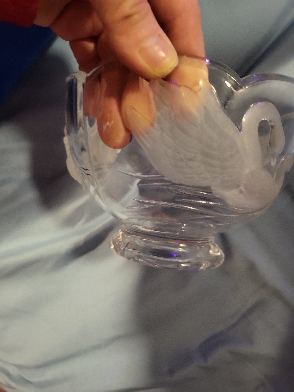 Swan crystal bowl