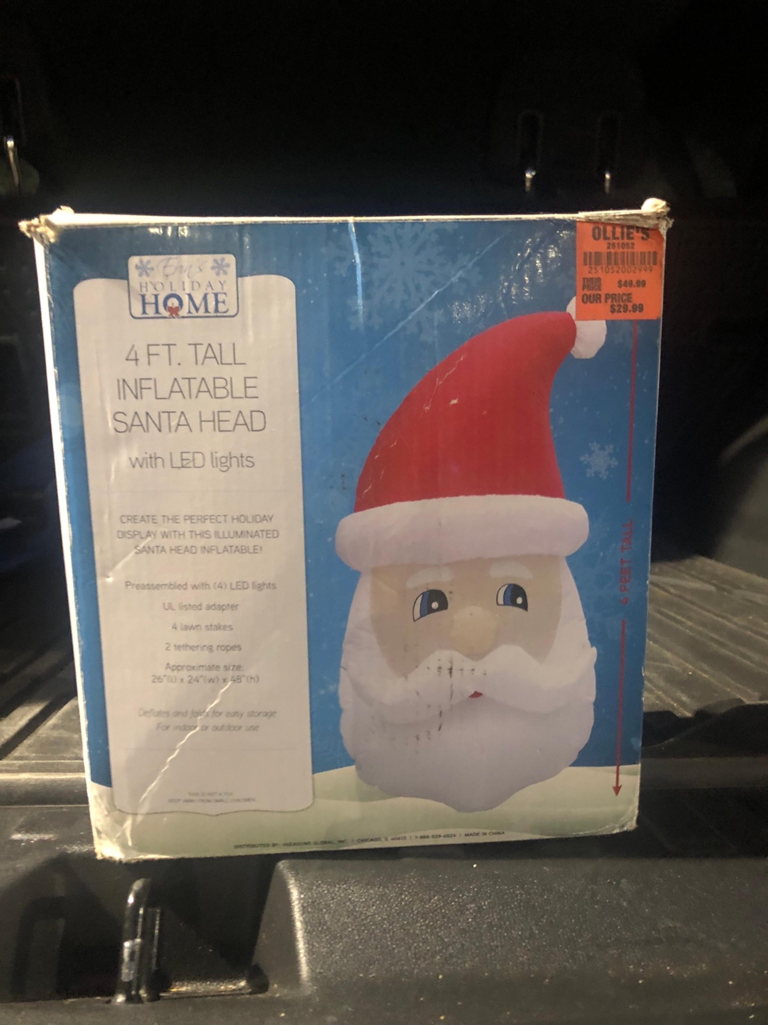 4 ft tall inflatable Santa head blinking lights