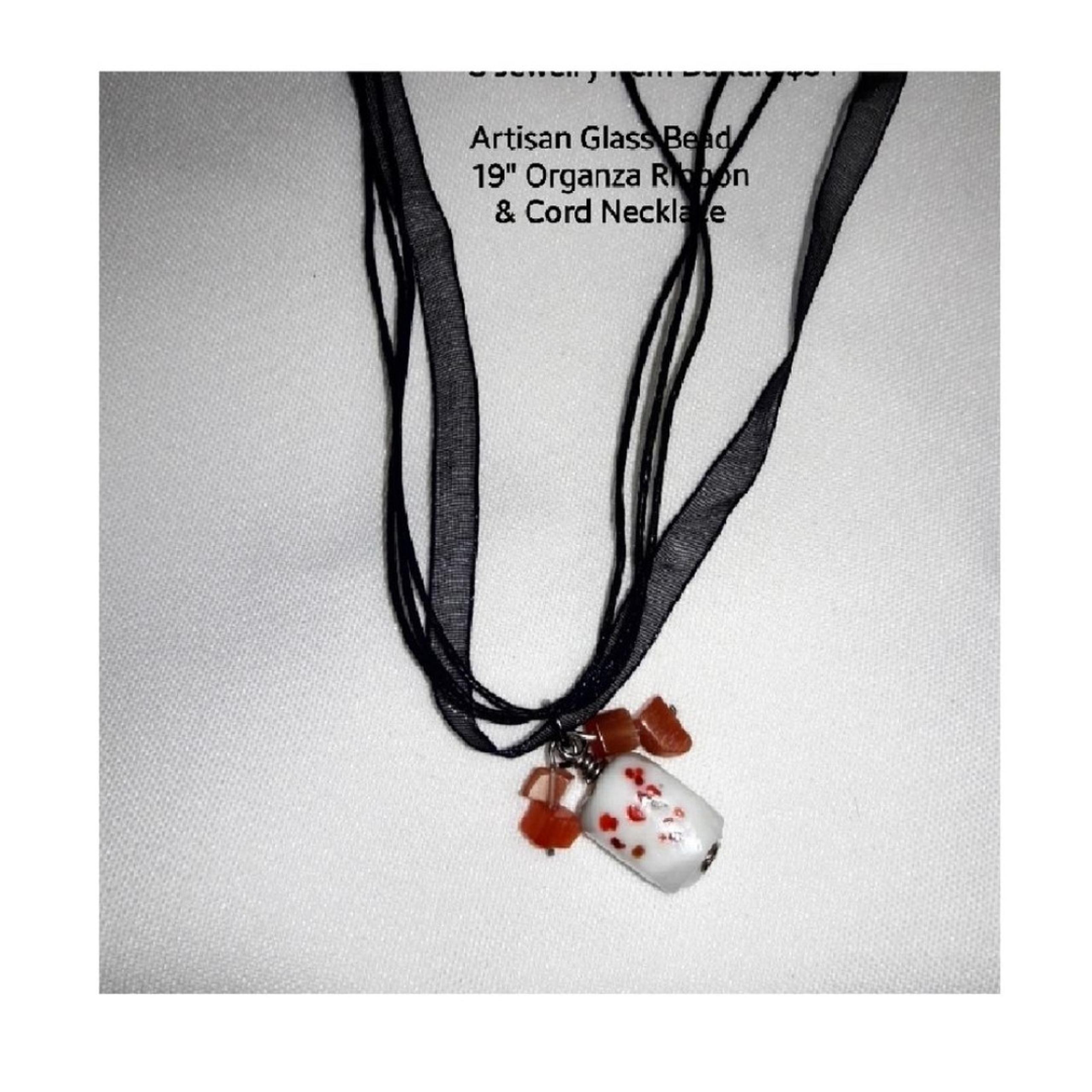 Artisan pendant  057L# Murano Glass Pendant Organza Necklace Layered Necklace19"