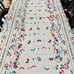 Boho Hand Embroidered Cut Work Lace Linen Tablecloth 89” x 43”