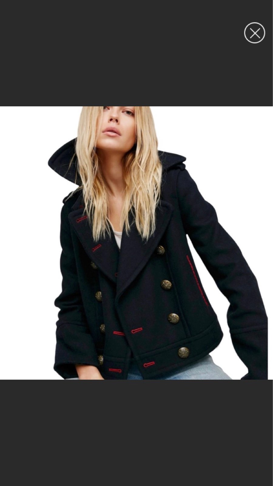 XS Free People NWT Peacoat Navy Heavy Wool Jacket Cropped City Limits