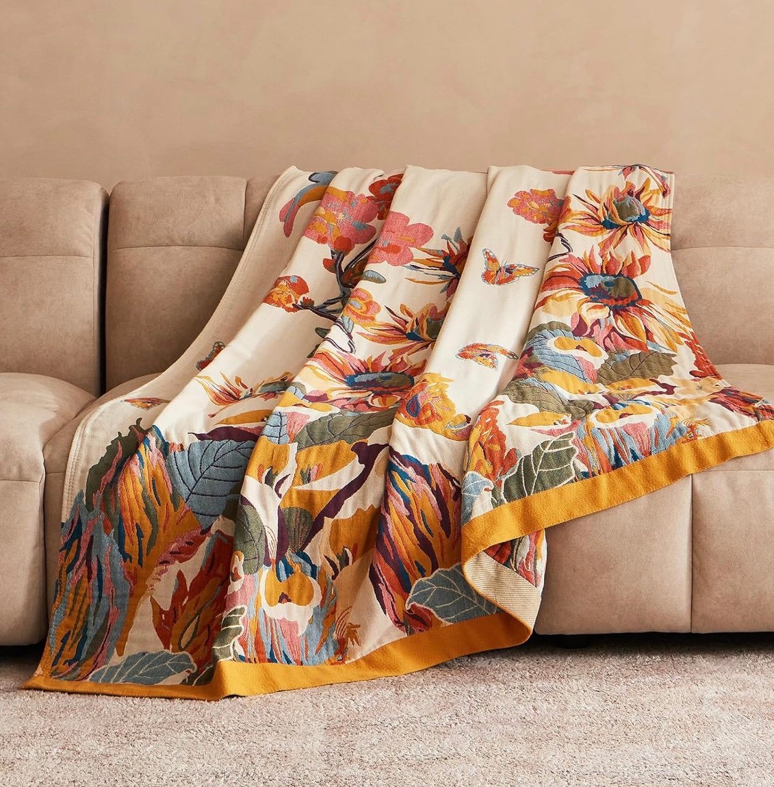 100% Cotton Boho Throw Blanket