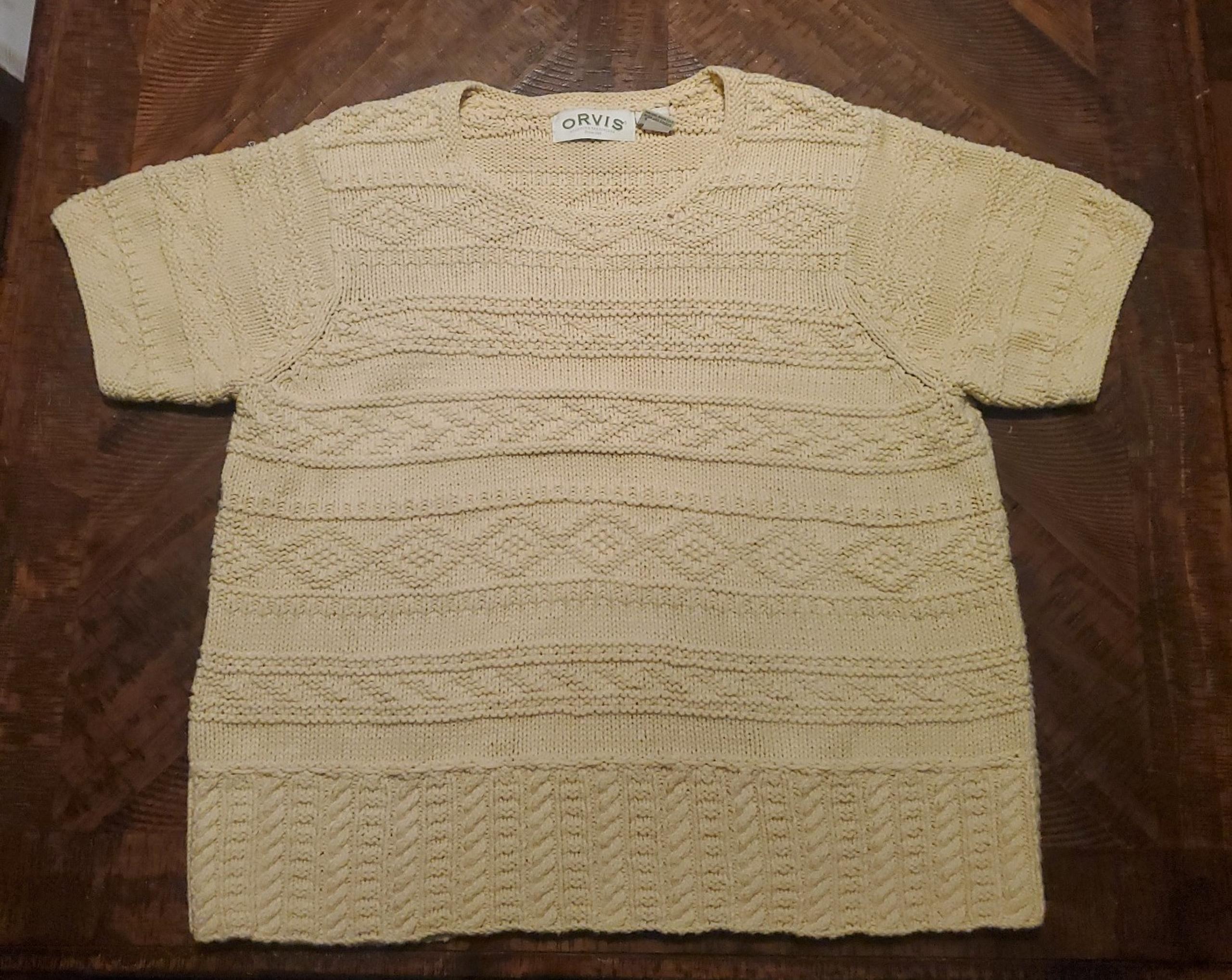 Vintage Orvis sweater yellow sheer knit pullover