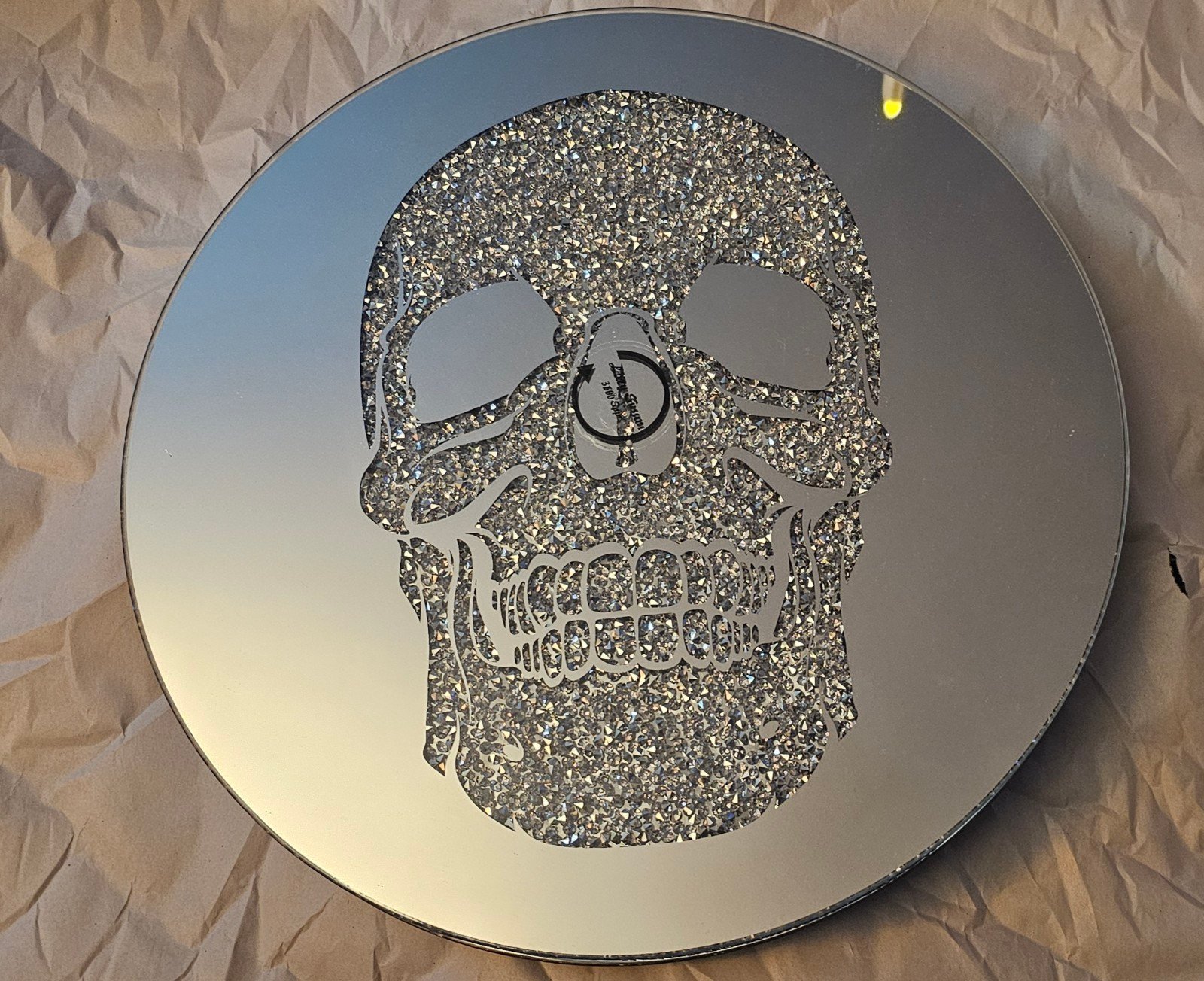 12 Glass Mirror Rhinestone Bling Skull Lazy Susan 360° Spin Tahari