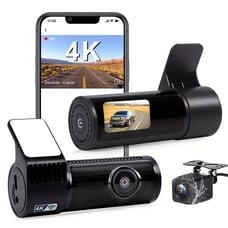 4K UHD Dual Lens Dash Cam: Wi-Fi, 64GB Card, Night Vision, Loop Recording & More