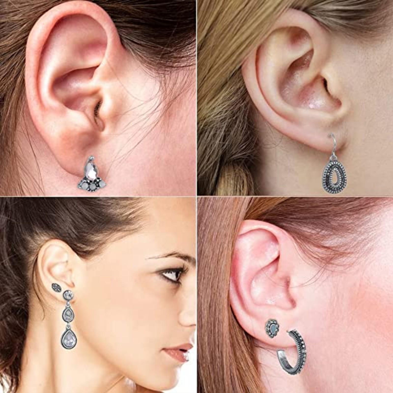 6 Pairs 925 Vintage Silver Earrings Set for Women ,Girls Hypoallergenic Bohemian