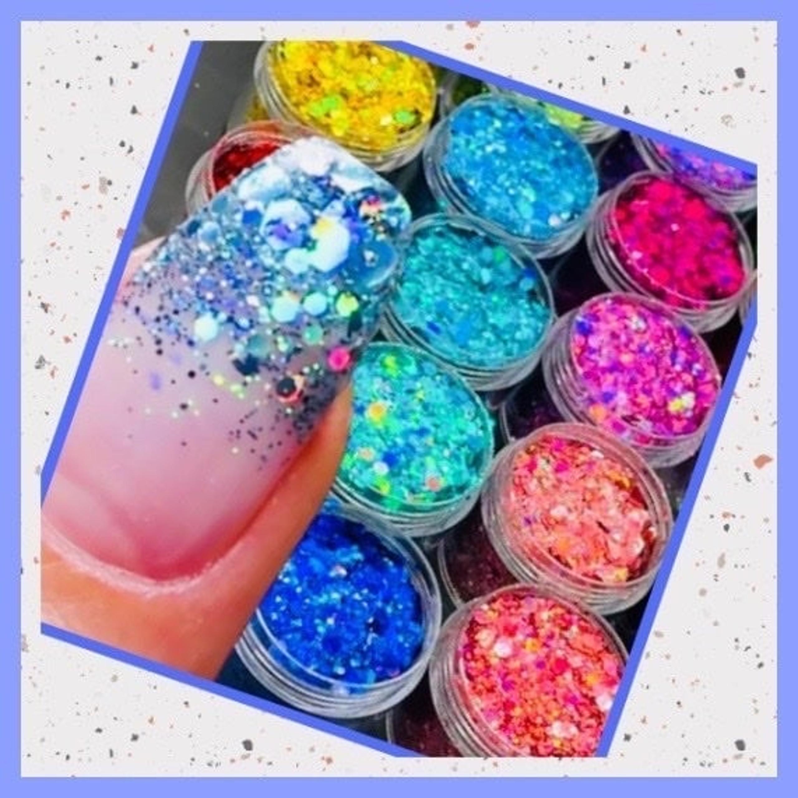 Holographic Color Chunky Glitter Flakes 12 / 0.5gm Jar Set
