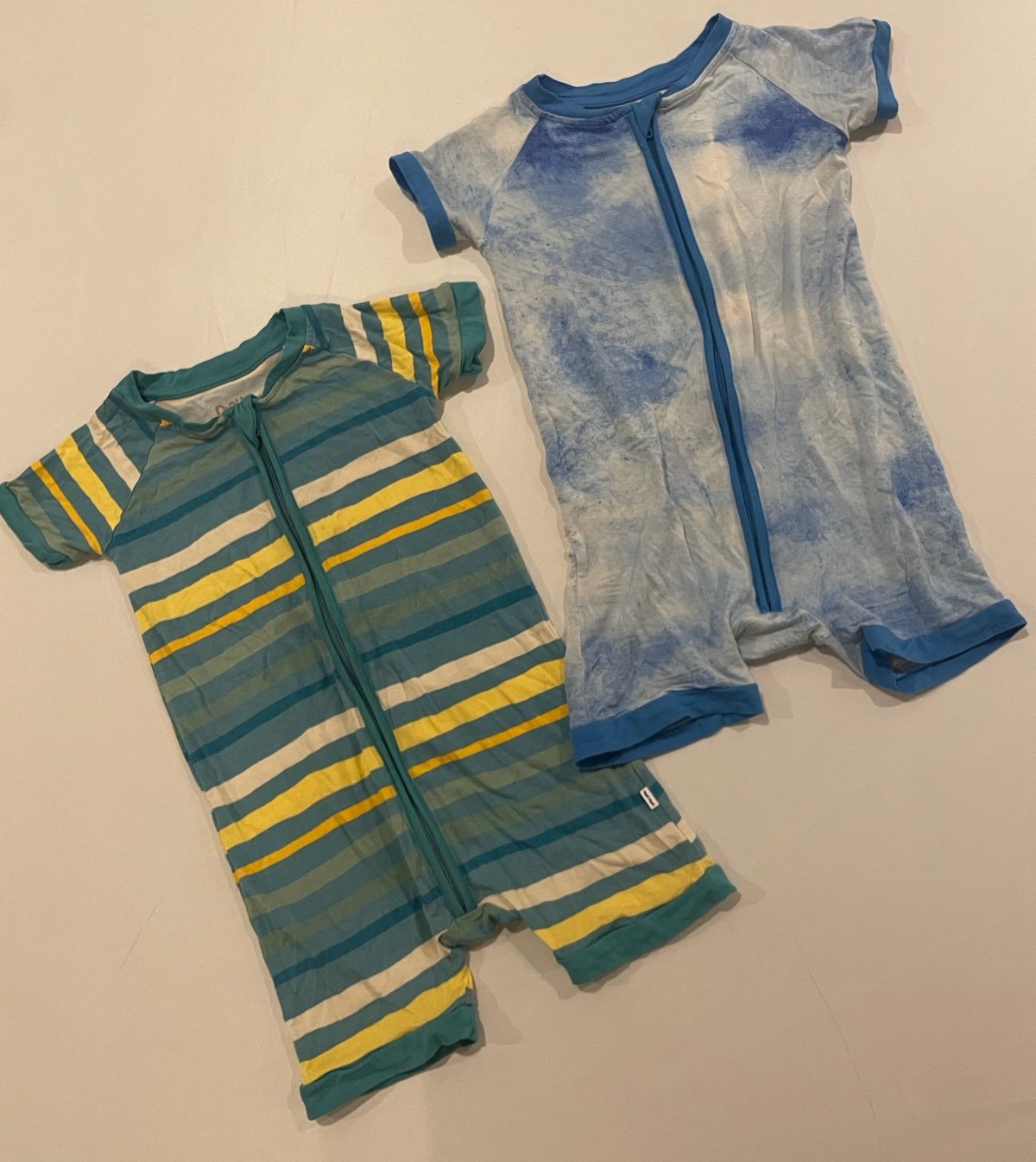 Little Sleepies Shorty Zippy Romper Watercolor Garden Stripe bamboo Shortie Lot