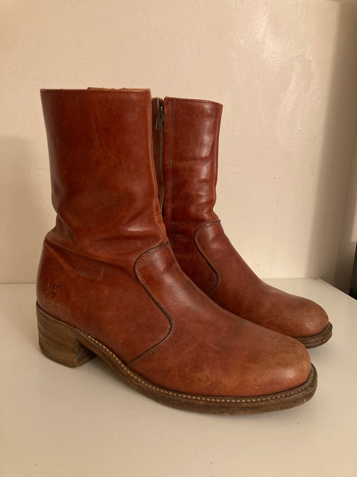 Vintage Frye Campus Zip Boots |cognac 9.5D