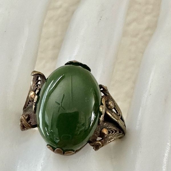 Jade 10k gold filled cocktail ring