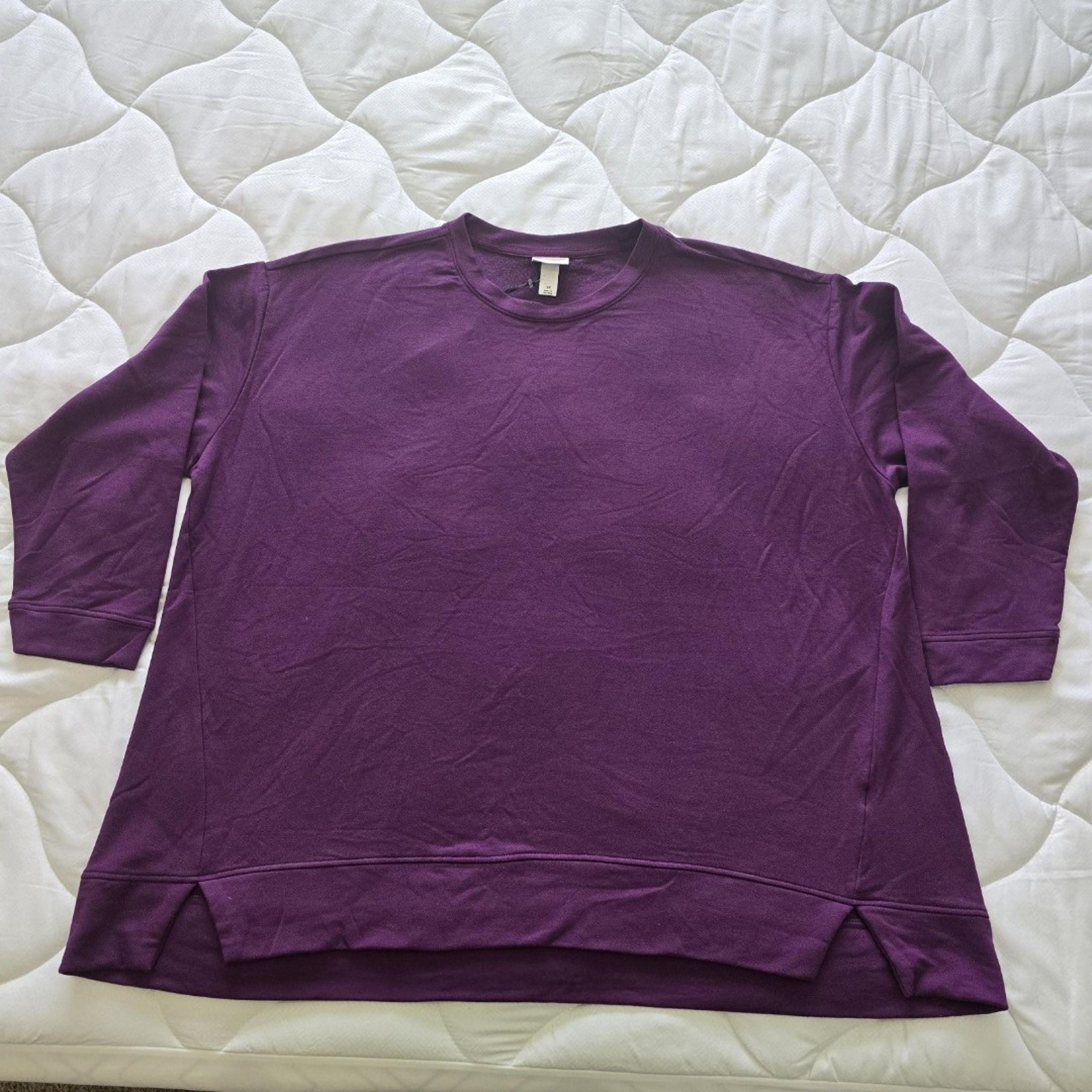 NWT Women's Ava & Viv Essential Pullover Sweatshirt Purple Size 3X Soft Oversize