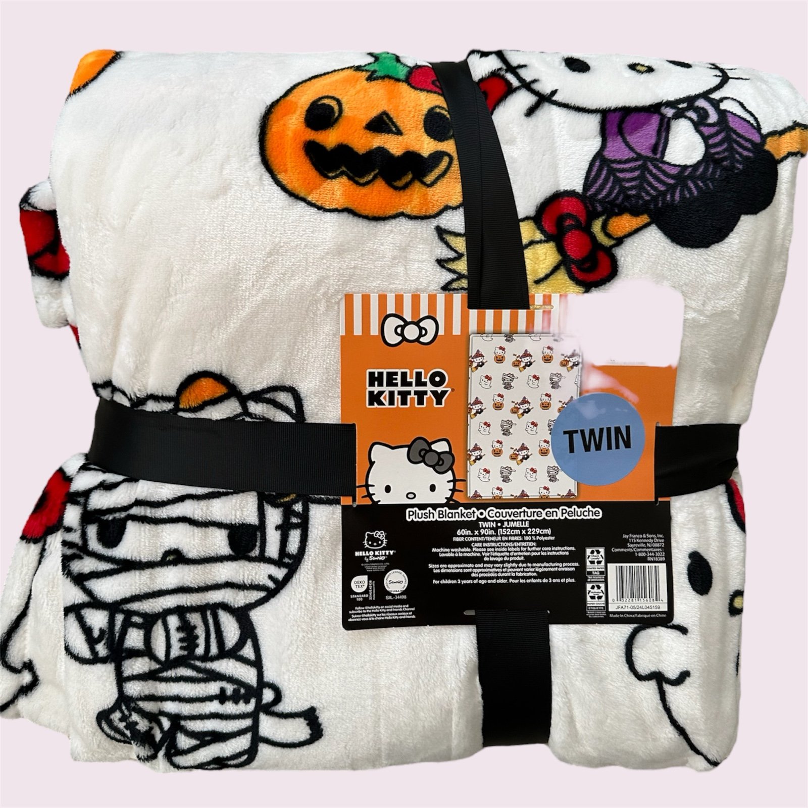 Hello Kitty Halloween twin blanket witch pumpkin and mummy NEW 2024