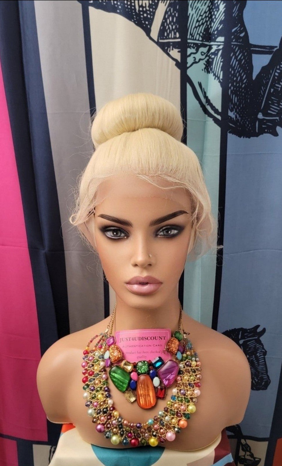 Wow factor celbrity Blonde high bun 360 prestyled h d lace front wig