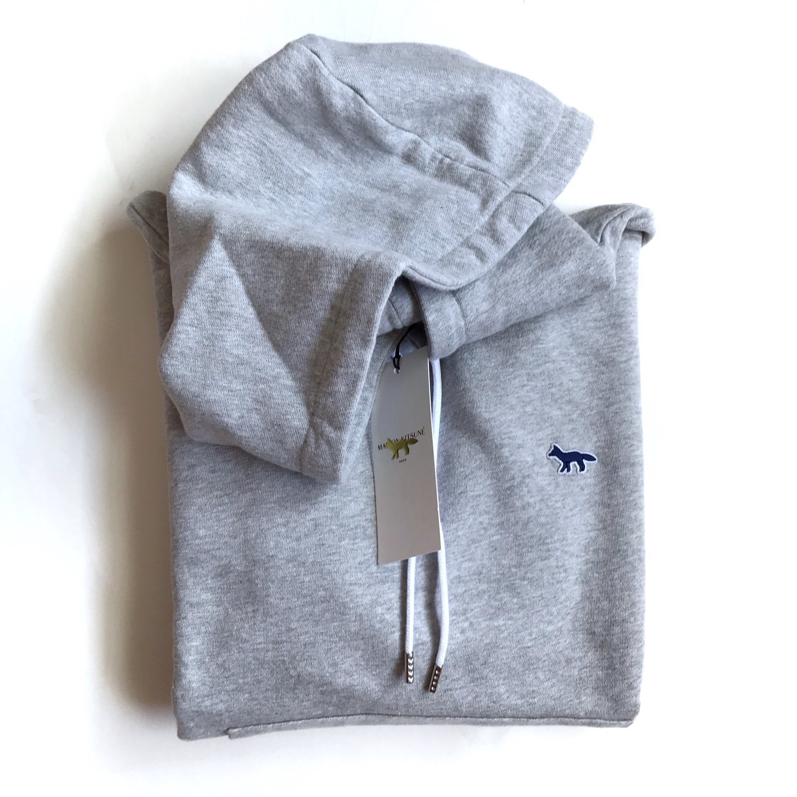 Maison Kitsune Grey Cotton Fleece Hoodie Unisex XS NWT