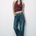 NWT Zara Heart Appliqué Open Back Knit Top in Brown - Medium