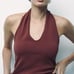NWT Zara Heart Appliqué Open Back Knit Top in Brown - Medium