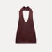 NWT Zara Heart Appliqué Open Back Knit Top in Brown - Medium