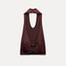 NWT Zara Heart Appliqué Open Back Knit Top in Brown - Medium