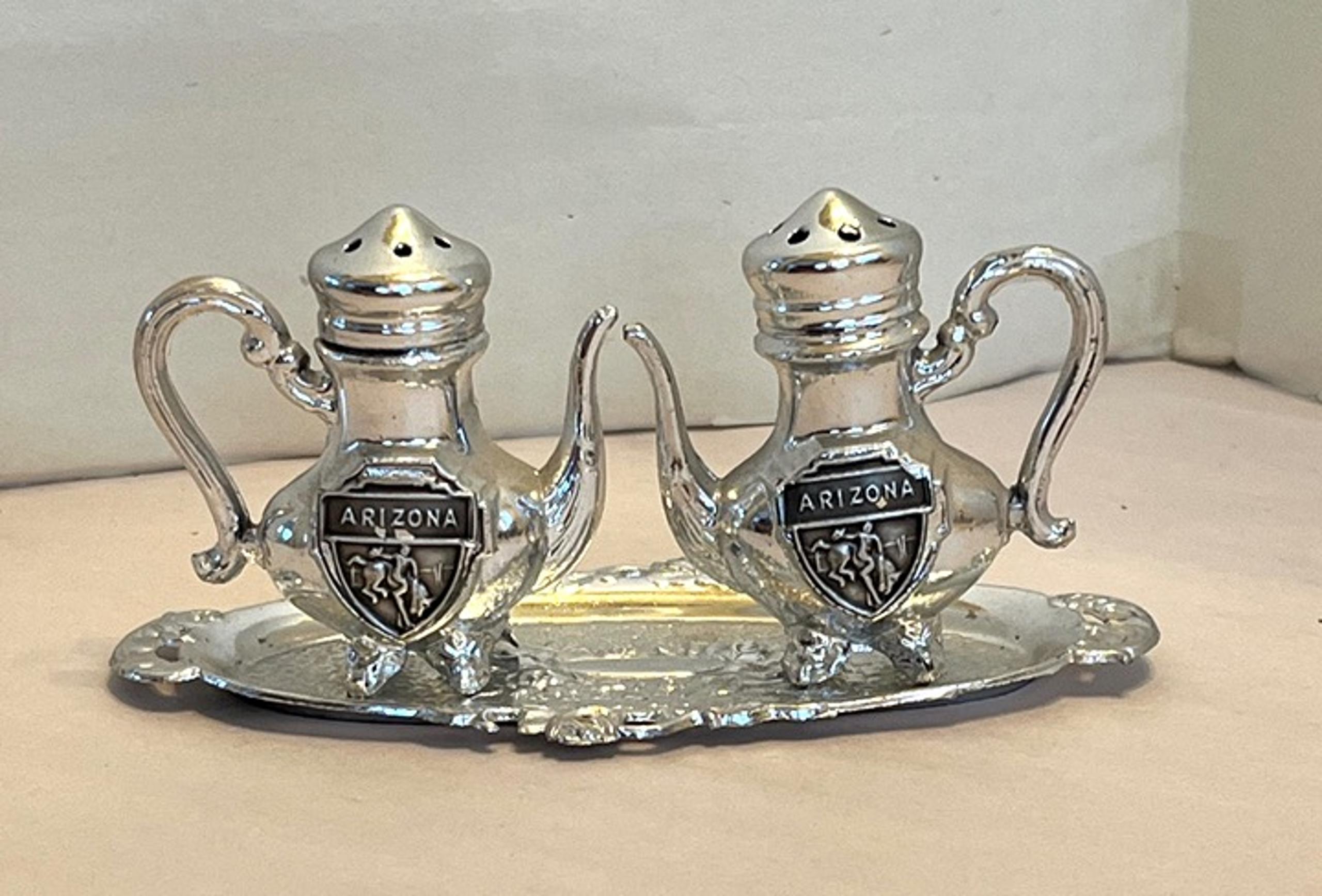 Vintage Arizona Souvenir Salt & Pepper Shakers Tray MINIATURE Coffee/Tea Service
