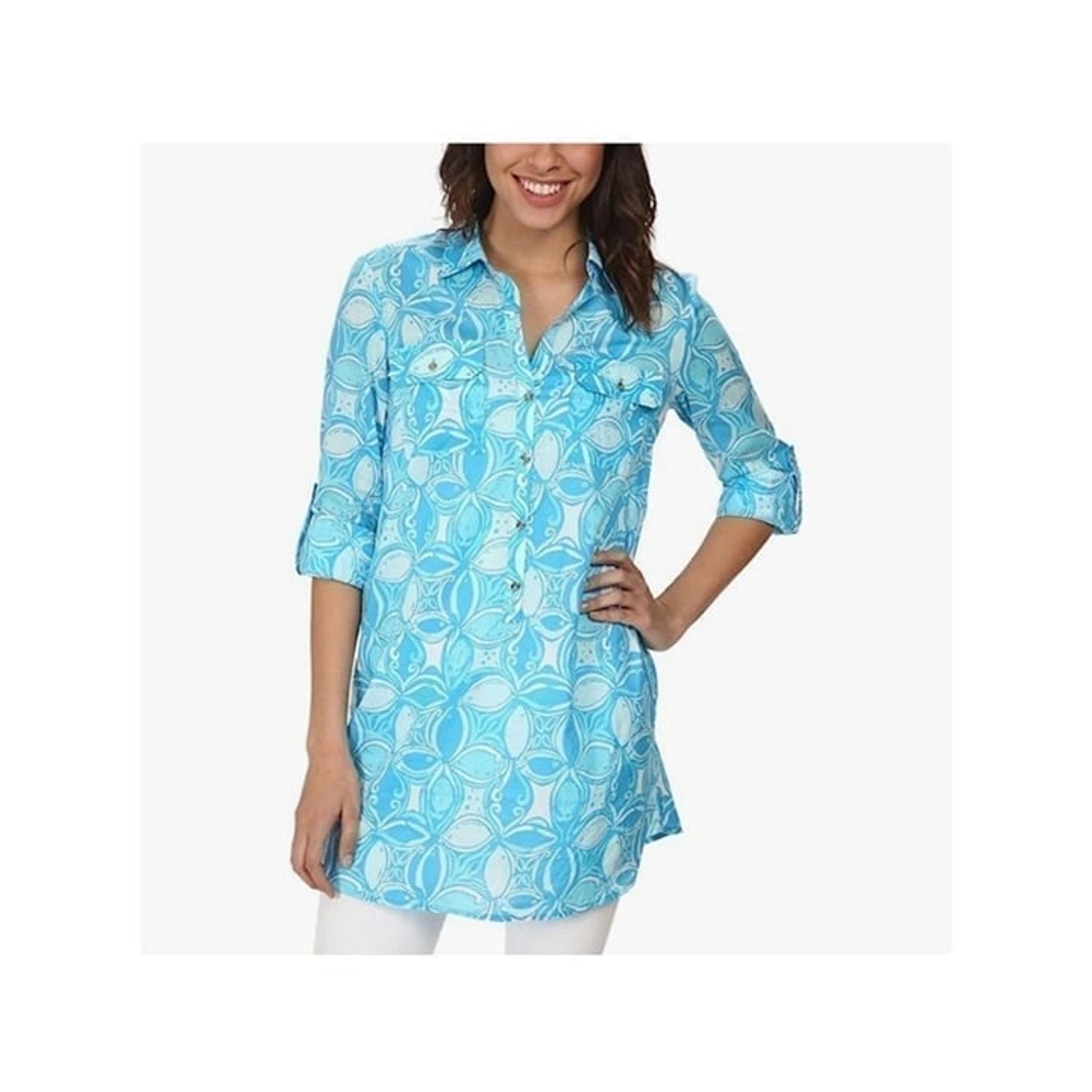 Lilly Pulitzer women's small blue patterned captiva tunic top beach cover up