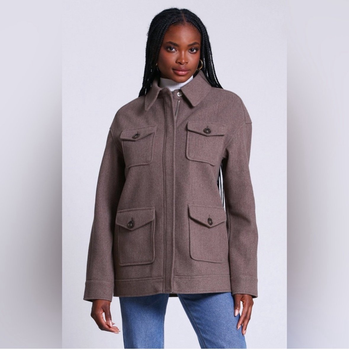 NWT! Avec Les Filles Relaxed Full Zip Chore Jacket Size XS
