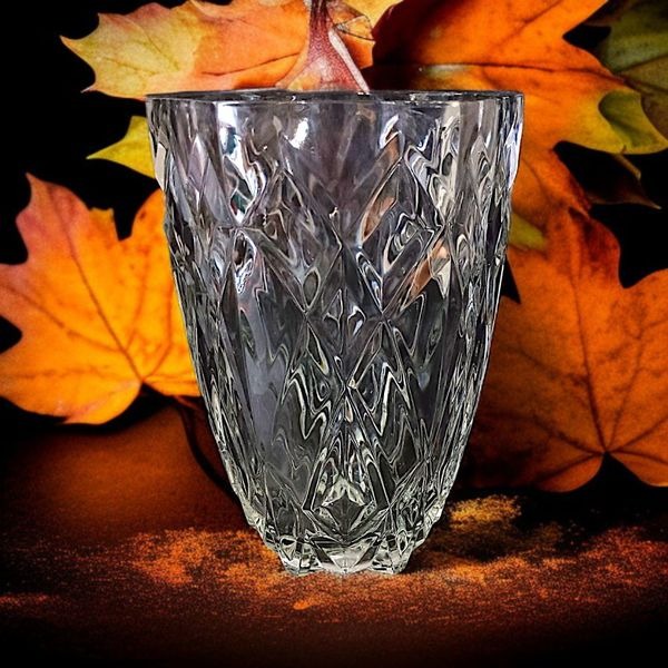 Cristal D'Arques Crystal Vase Diamond Pattern Luminarc France ICY Elegant MCM.