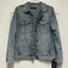 Blank NYC Pearl and Sequin Distressed Jean Jacket - New with Tags