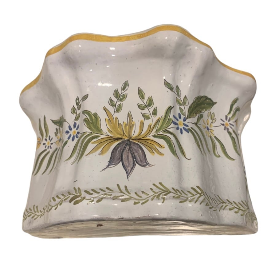 Early 20th Century Portuguese Ceramic Wall Pocket / Planter / Vase Hand Painted