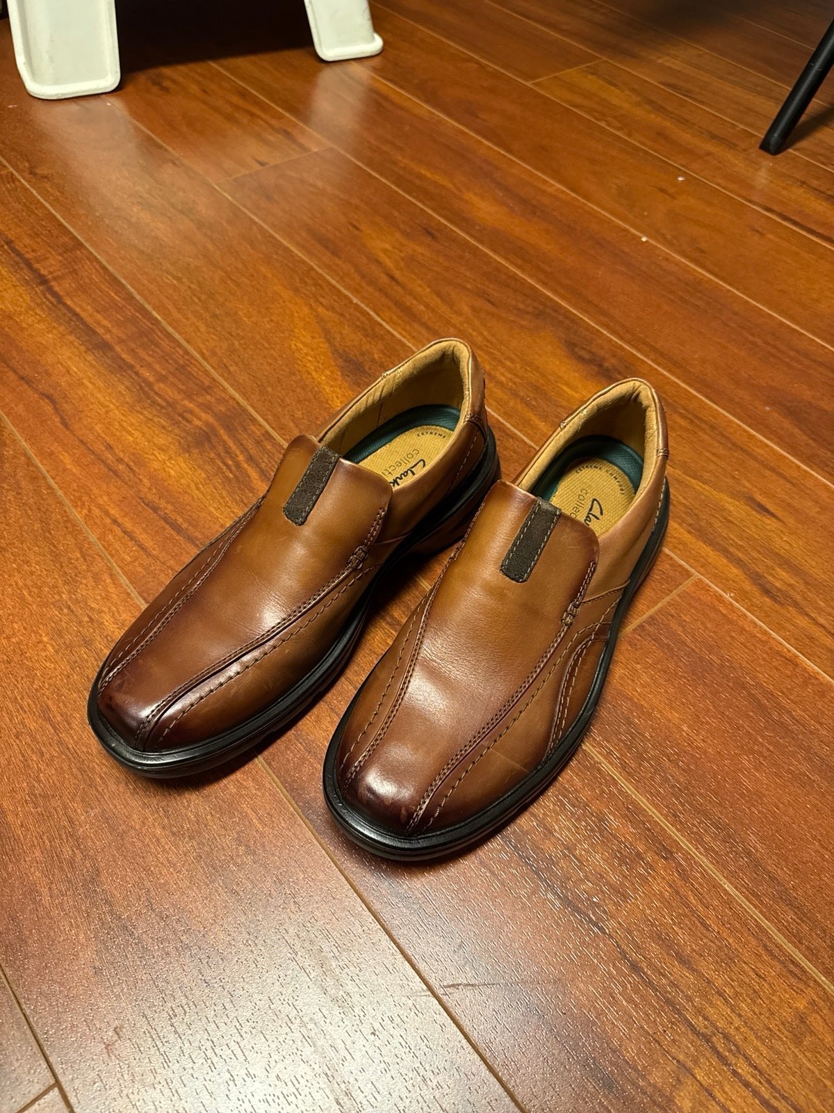 Clarks Mens Gessler Step Dark Tan LeaOxford Flat Extreme Comfort Light weight