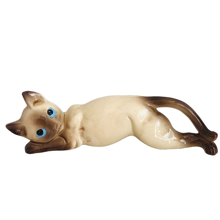 Vintage Siamese Cat Ceramic Wall Hugger Climber Blue Eyes Japan 10 Cat Figures