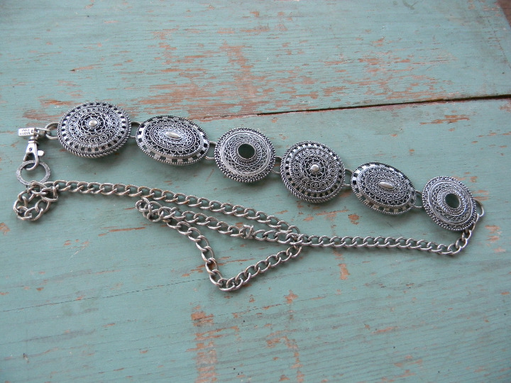 fashion brands Chico’s Boho Tribal MEDALLION Silver Tone Chain Leather Adjustable Belt Women fashion brands Chico’s Boho Tribal MEDALLION Silver Tone Chain Leather Adjustable Belt Women